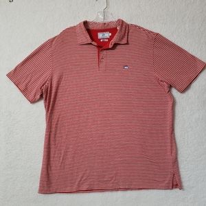 Southern Tide Red and White Striped Polo Shirt